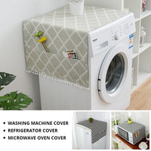 Load image into Gallery viewer, Faux Linen Washing Machine Cover with Pocket Refrigerator Top Cover Microwave Oven Dust Proof Cover Household Home Storage