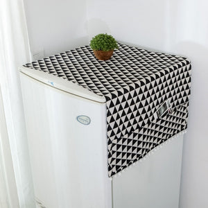 Faux Linen Washing Machine Cover with Pocket Refrigerator Top Cover Microwave Oven Dust Proof Cover Household Home Storage